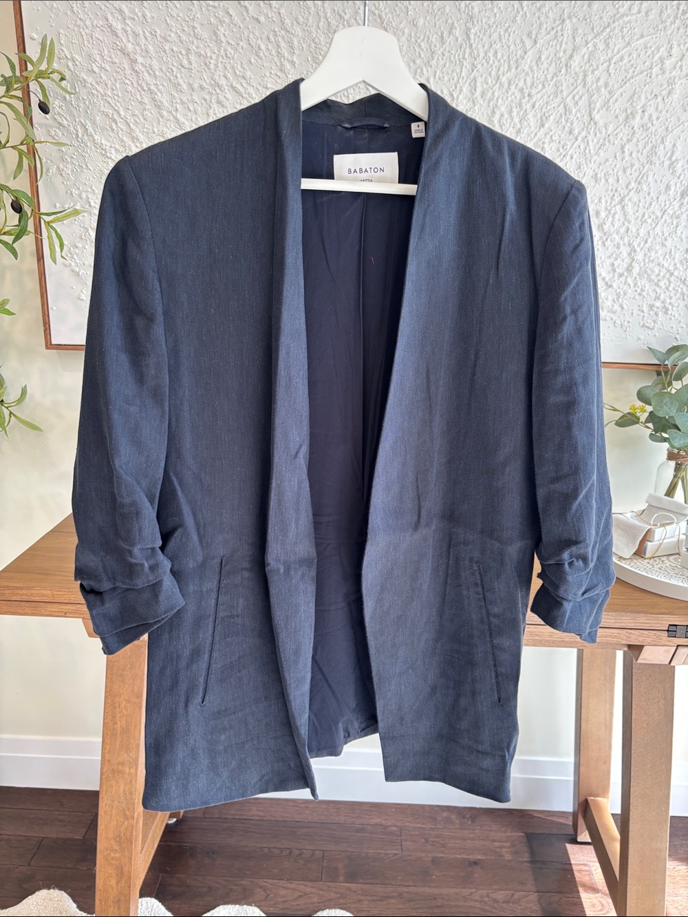 Babaton Navy Open-Front Relaxed Blazer